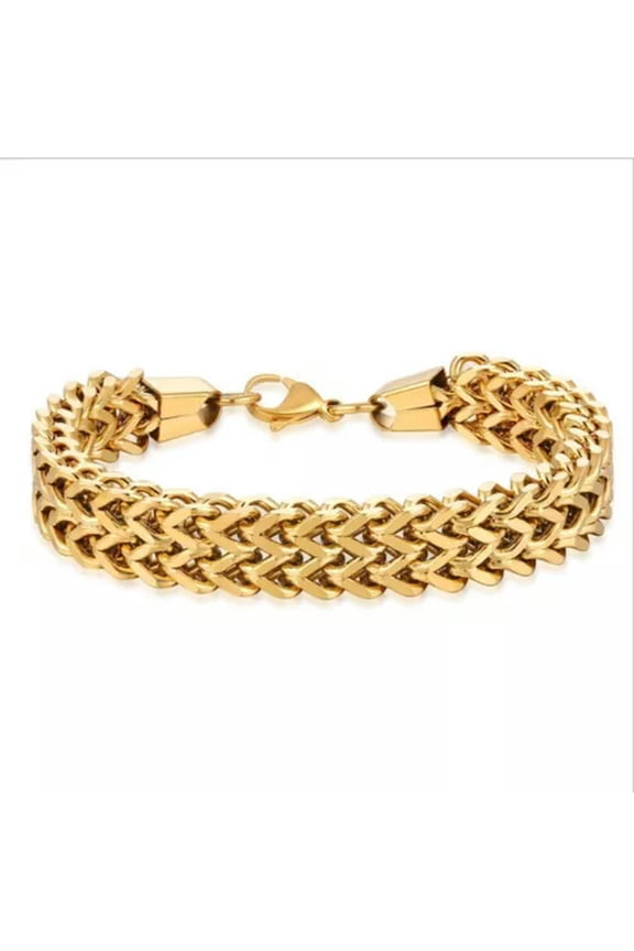 925 Silver Plated Gold Layer Chunky Arrow Bead Ball Crystal Shinny Bracelet Gift-Gold