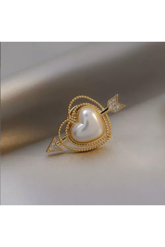 925 Silver Plated Leaf Butterfly Collar Suit Shirt Shinny Chain Neck Pin Brooch-Heart