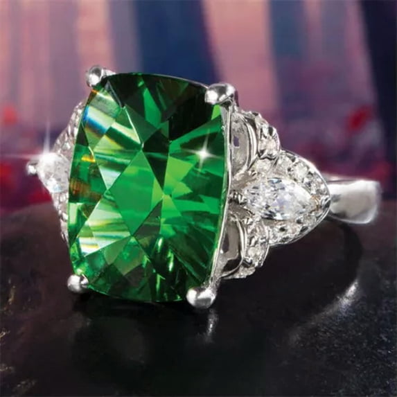 HOOUN 925 Silver Rings Women Cubic Zirconia Wedding Engagement Ring Jewelry Gift 6-10-#13-10