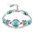 thumbnail image 1 of HOOUN 925 Silver Tibetan Turquoise Open Bangle Cuff Bracelet Women Wedding Jewelry-Silver#2, 1 of 5