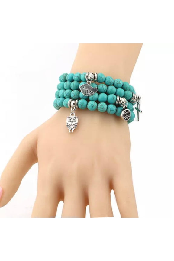 925 Silver Tibetan Turquoise Open Bangle Cuff Bracelet Women Wedding Jewelry-Silver#3
