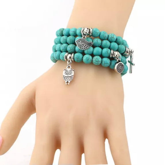 HOOUN 925 Silver Tibetan Turquoise Open Bangle Cuff Bracelet Women Wedding Jewelry-Silver#3