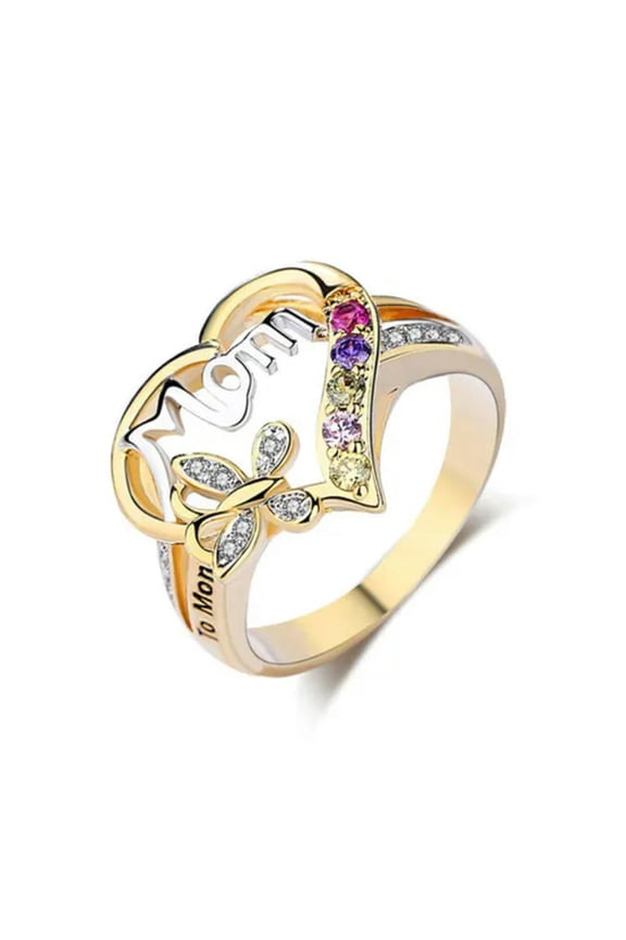 925 Silver plated Butterfly Shinny Bling Mom Mother Ring Women Beautiful Gift-10