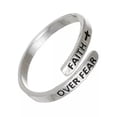 thumbnail image 1 of HOOUN 925 Silver plated Shinny Faith over Fear Cross Wing Heart Feather Ring Gift-Fear Over Fear, 1 of 5