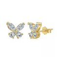 thumbnail image 1 of HOOUN 925 Solid Sterling Silver Marquise Zirconia Butterfly Stud Earrings Party Gifts-40200392-Gold, 1 of 5