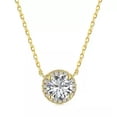 thumbnail image 1 of HOOUN 925 Solid Sterling Silver Round Cubic Zirconia Party Wedding Necklace Women Gift-Gold, 1 of 4