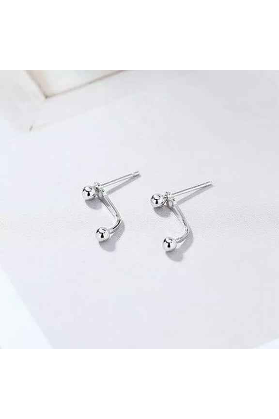 925 Sterling Silver Earjacket Earrings Dainty Tiny Ball Front Stud Women Jewelry-C