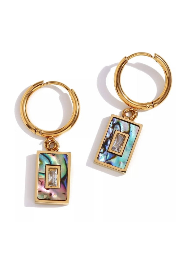 925 Sterling Silver Fashion Abalone Shell Dangle Earrings Wholesale Gift