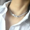 thumbnail image 1 of HOOUN 925 Sterling Silver Thick Chain Necklace Vintage Unique Belt Buckle Gift, 1 of 5