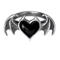 thumbnail image 1 of HOOUN 925 Sterling Silver plated Shinny Devil Black Wing Bling Heart Women Ring Gift, 1 of 2