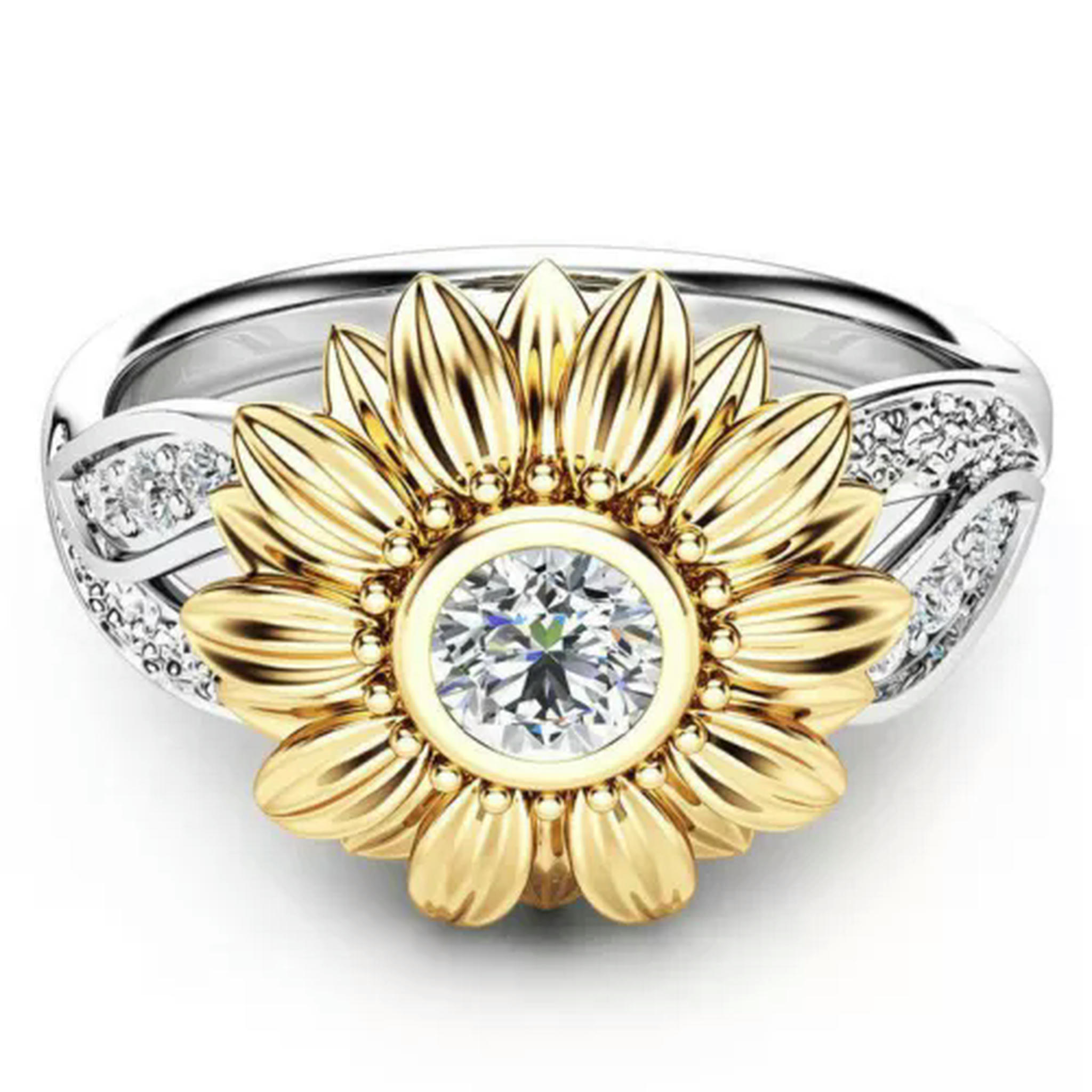 925 Silver Plated Cubic Zirconia Engagement Ring – Sparkly Women's Gift, Size Adjustable