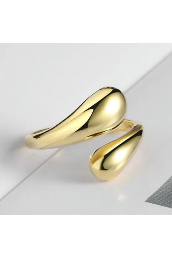 925 Sterling Silver plated Water Drop Engagement Bling Heart Women Ring Gift-Gold