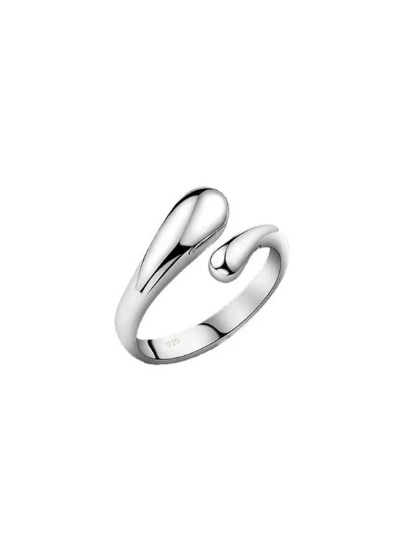 925 Sterling Silver plated Water Drop Engagement Bling Heart Women Ring Gift