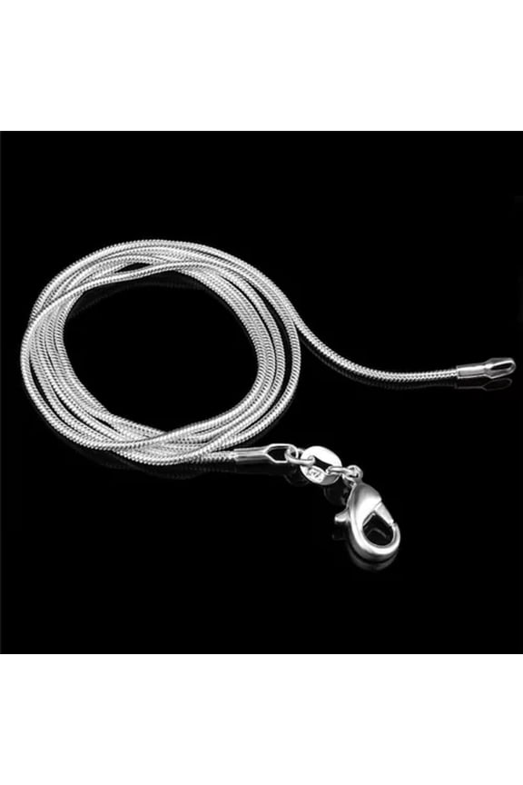 925Sterling Silver Plated Stamp 925 Snake Chain 1mm Necklace 16" 18" 20" 22"B:yq-18 inch