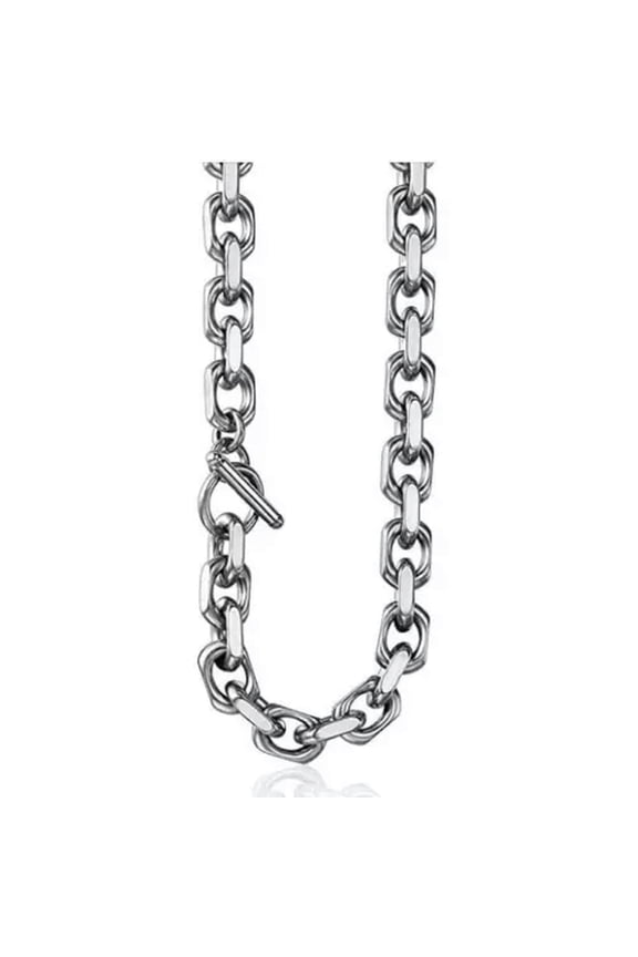 9mm 18-30'' Rollo Chains for Men Stainless Steel Fashion Toggle Clasp Necklace-24 inches