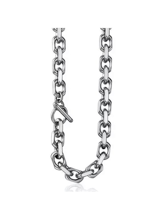 9mm 18-30'' Rollo Chains for Men Stainless Steel Fashion Toggle Clasp Necklace-28 inches