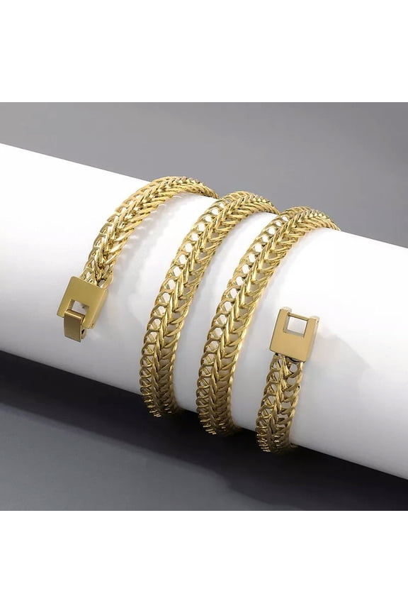 9mm 24inch Gold Stainless Steel Snake Bone Chain Necklace For Mens Holiday Gifts