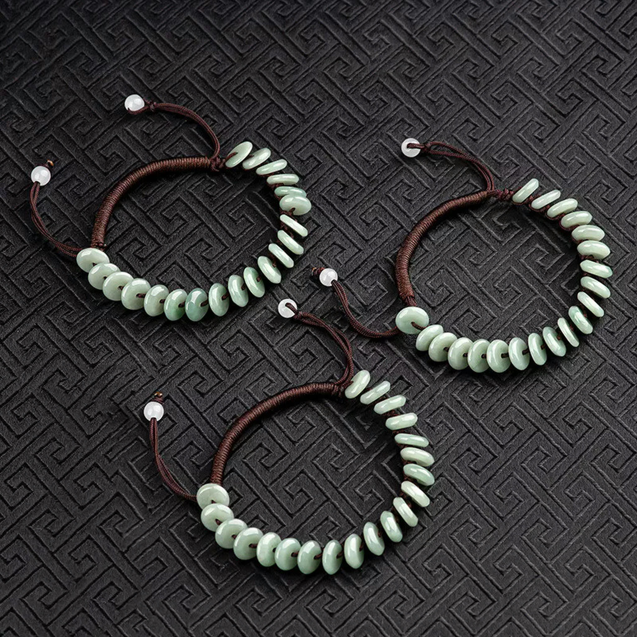 HOOUN A-Grade Jade Safety Buckle Handwoven Bracelet for Men and Women's Safe Gift