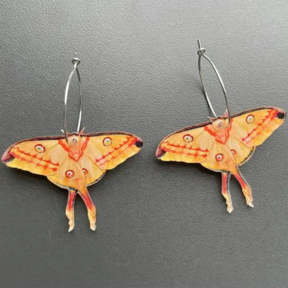 HOOUN Acrylic Laser Magic Color Moth Earrings Personality Animal Women Jewelry Gifts-03#Yellow Moth Earrings
