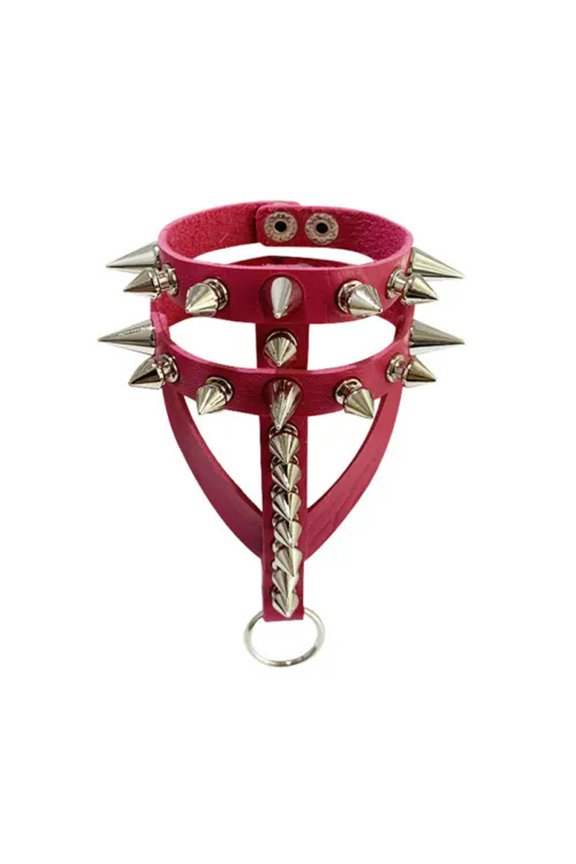 Adjustable PU Leather Bracelet with Spikes - Punk Gothic Studded Wristband-Rose