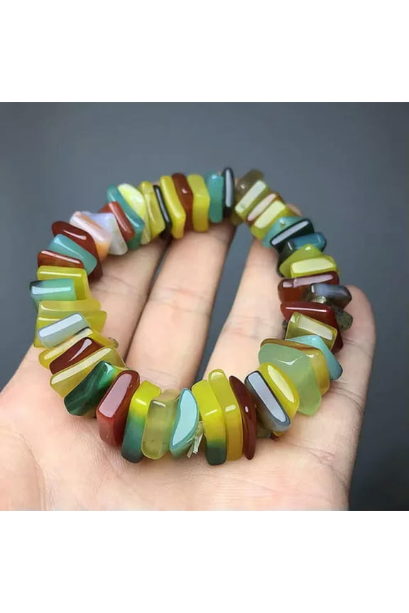 Agate Bracelet Irregular Stone Multicolor Bracelet for Men Women Gems Bangle-agatw