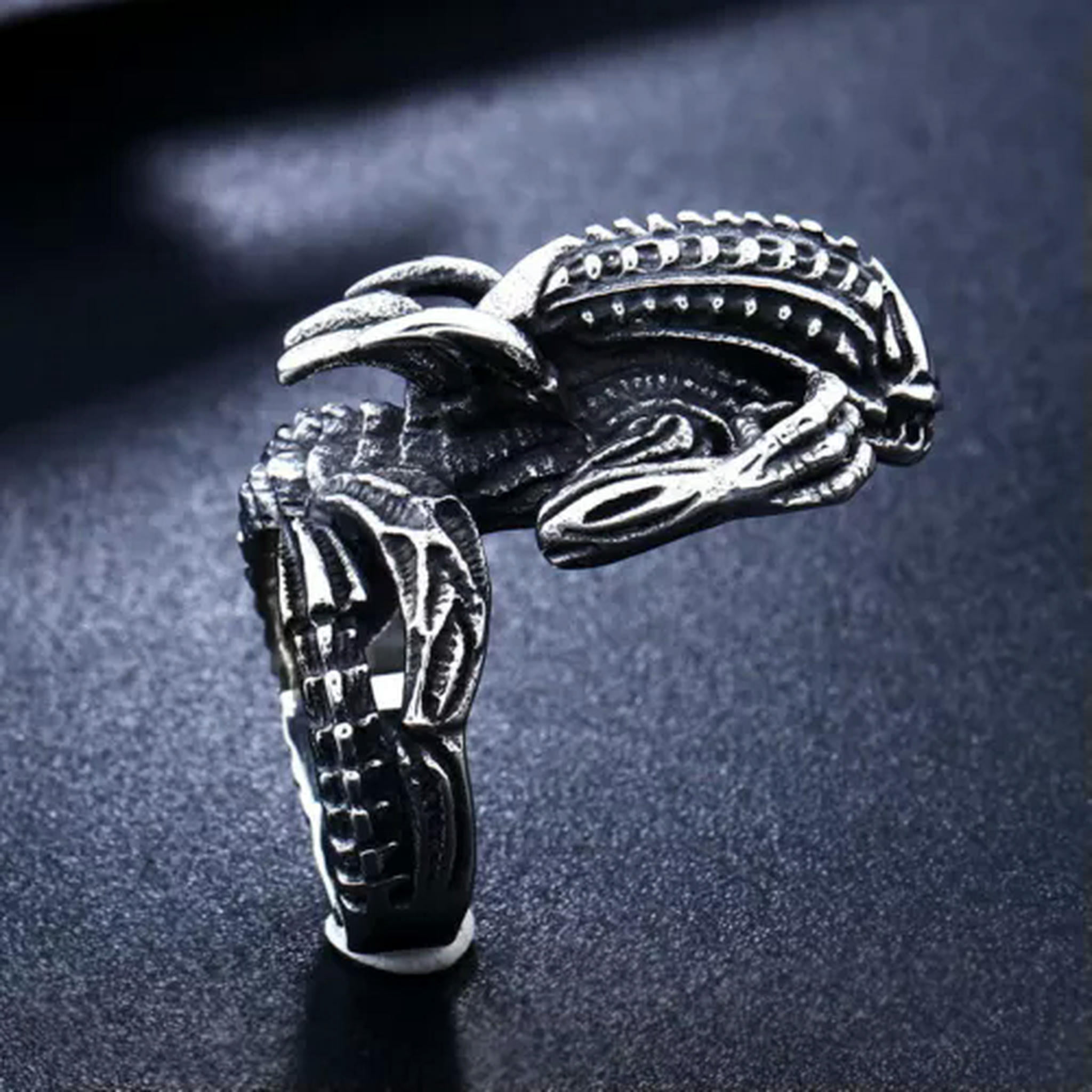 HOOUN Alien Monster Ring Stainless Steel Lizard Alien Men's Vintage ...