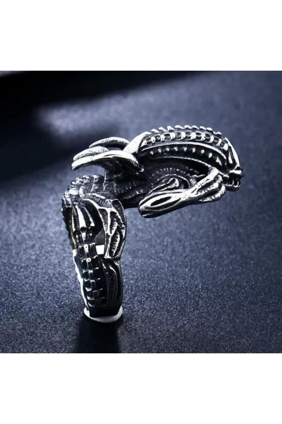 Alien Monster Ring Stainless Steel Lizard Alien Men's Vintage Band Biker Rings-8