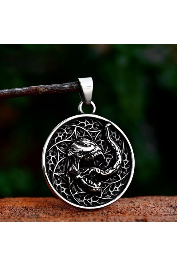 Alien Venom Face Round Tag Necklace Pendant Stainless Steel Super Hero Necklace
