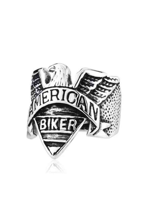 American Biker Eagle Ring Stainless Steel Men's Knight Rider Punk Ring Size 7-13-7