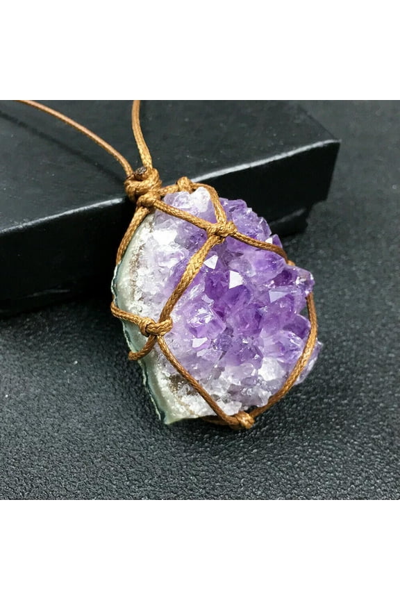 Amethyst Natural Stone Necklace Chakra Healing Crystal Choker Men Women Gift