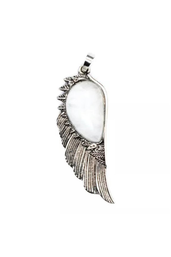 Angel Wing Pendant Crystal Chakra Gemstone Gift Luck Energy Amulet Reiki Healing-Clear Quartz