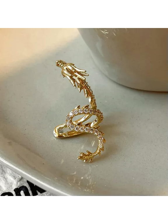 Animal Ear Cuff Dragon Ear Clips Earrings Non Piercing Tragus Ear Jewelry gifts-Gold Left