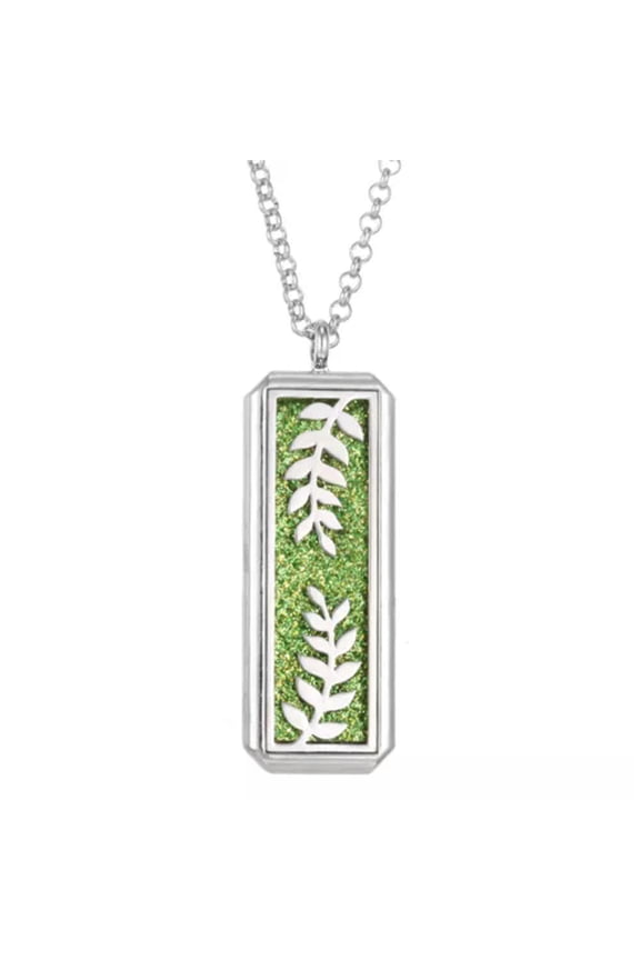 Aromatherapy Perfume Diffuser Rectangle Steel Locket Pendant Necklace Gift -KB19