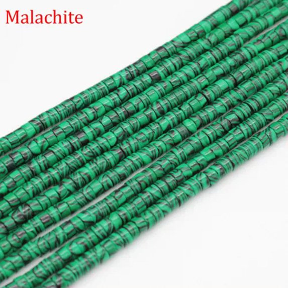 HOOUN Assorted Gemstones 2x4mm Rondelle Crystal Spacer Loose Beads for Jewelry Making-Malachite-1 String (Random)
