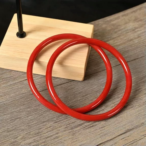 HOOUN Beautiful lady Natural Jade Solid Jingle Bracelet Vintage Simple Jade Bracelet-Red-62mm