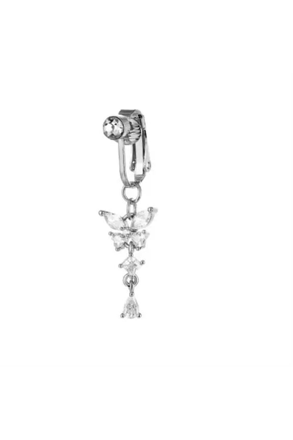 Belly Button Rings Clip on Non-Piercing Fake Nose Ring Magnetic New-silver
