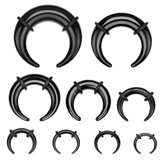 HOOUN Black Ear Stretcher Acrylic Pincher Taper Buffalo Bull Horn Plug Gift-2 MM