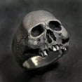 thumbnail image 1 of HOOUN Black Horror Skull Ring Men's Punk Vintage Skull Ring Biker Jewelry Halloween-13-01# ANTIQUE-PEWTER, 1 of 9