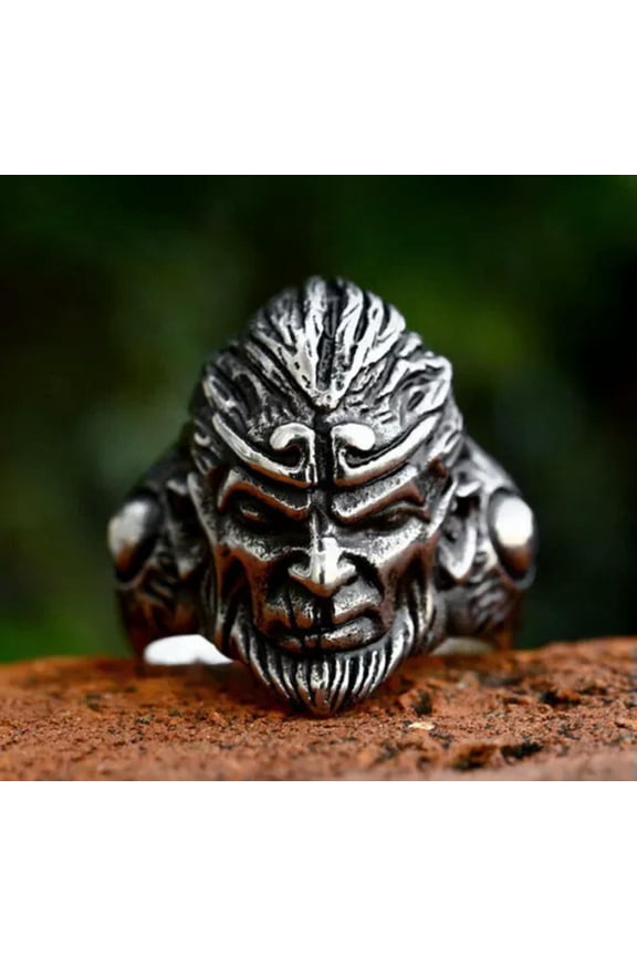 Black Myth WuKong Ring Stainless Steel Vintage Chinese Monkey Men's Biker Ring-7