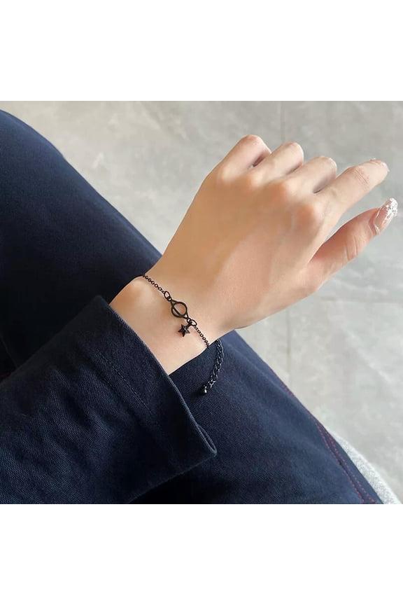 Black Planet Stars Gothic Punk Adjustable Bracelet For Women Jewelry Dainty G-yy