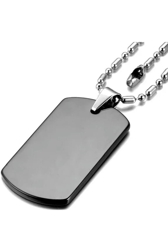 Black Stainless Steel Army Dog Tag Pendant Necklace Unisex Brand New Gift 24''