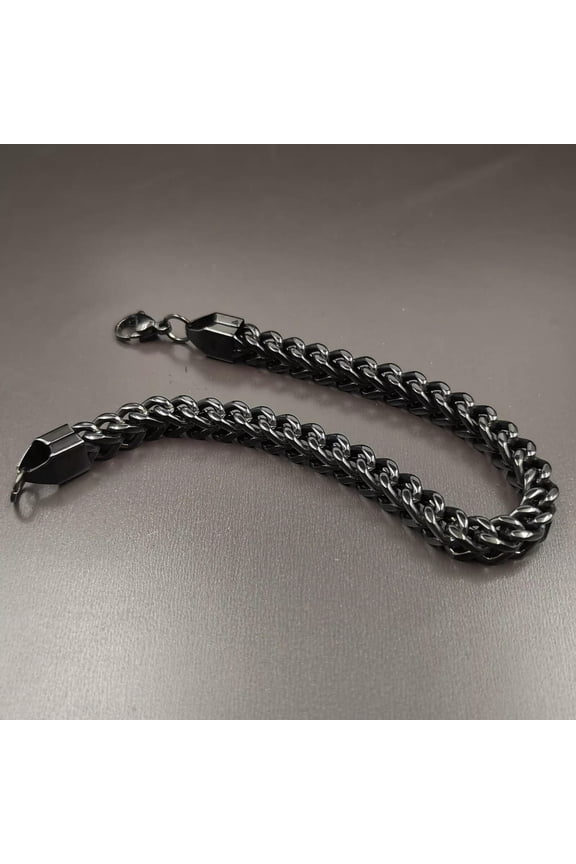 Black Stainless Steel Figaro Fox Tail Chain Bracelet For Mens Boys 6mm 8.5inch