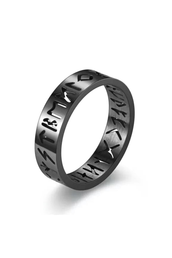 Black Valknut Viking Rune Band Ring Men Unisex Stainless Steel Jewelry Size 7-12-8