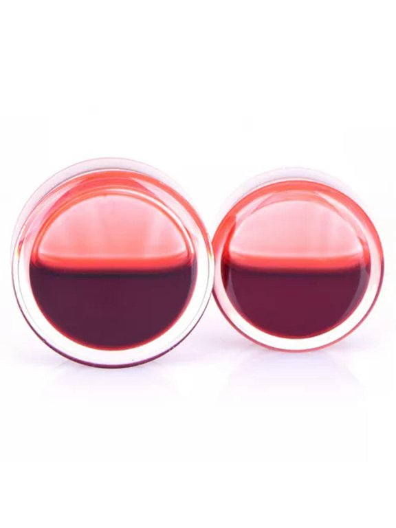 Blood Red Liquid Filled Ear Plugs Flesh Tunnels Earrings Gauges ChiY-ca_-10mm