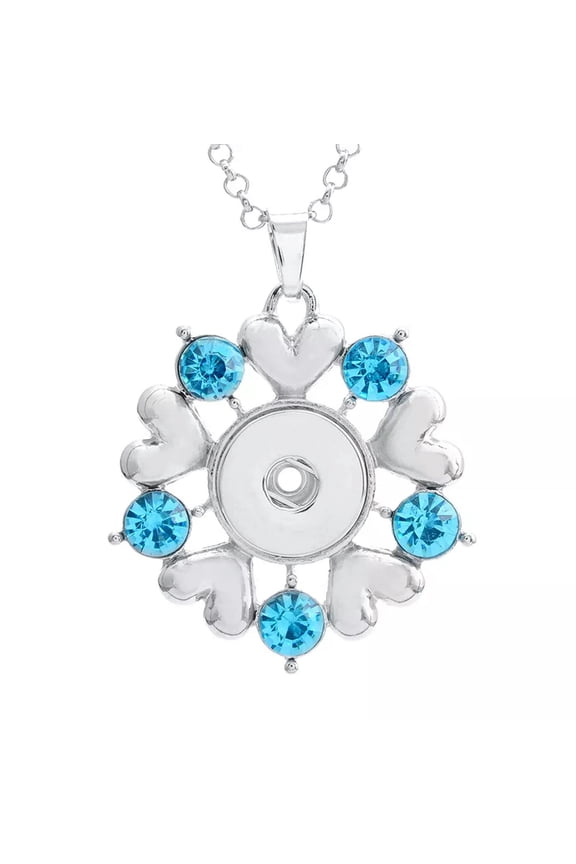 Blue Crystal Alloy Drill Snap Pendant Jewelry Fit 18mm Chunk Snap Button