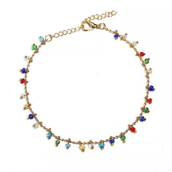 HOOUN Bobo Cheville Bracelet Color Perle Boule de Rglable Turquoise Chane Pied