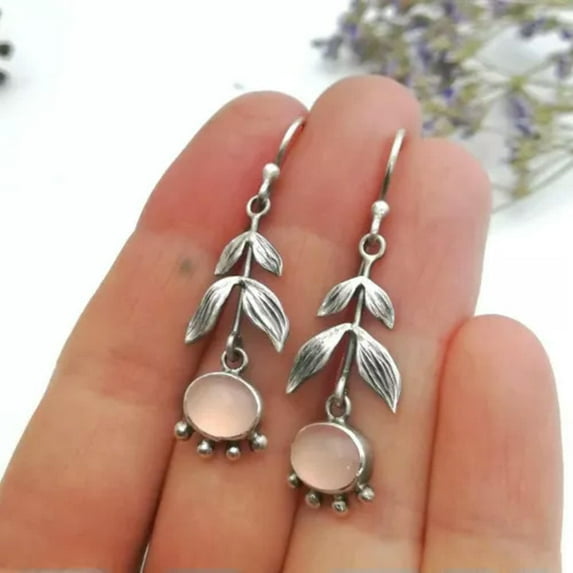 HOOUN Bohemian Turquoise Leaf Flowers Earrings Hook Drop Dangle Women Wedding Jewelry-#5 Leaves opal earrings