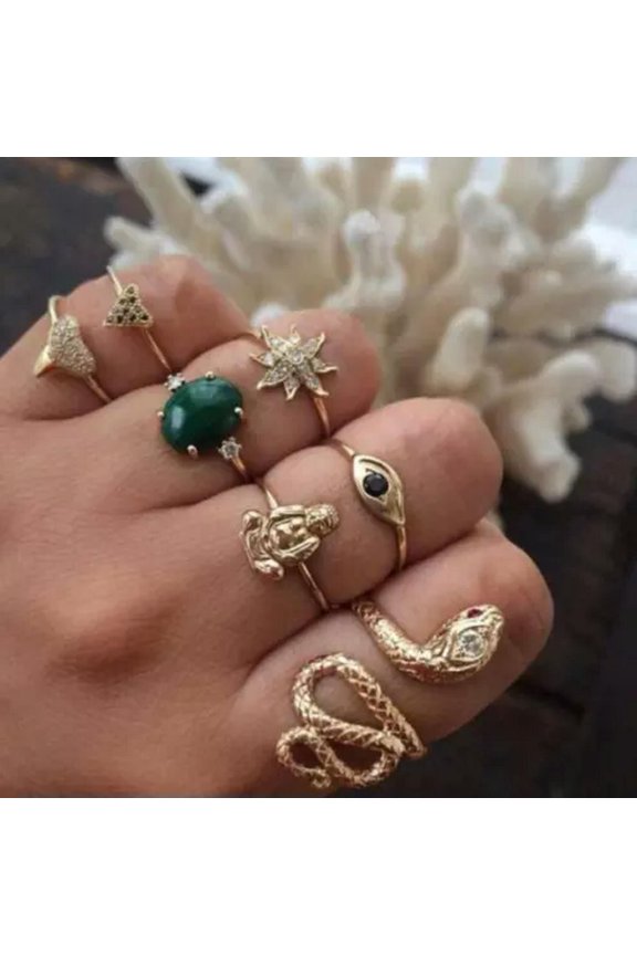Boho 7Pcs/Set Gold Midi Finger Ring Set Vintage Knuckle Rings Jewelry Gifts-Opening-Gold