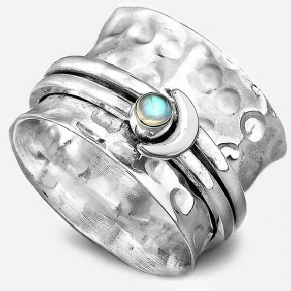 HOOUN Boho 925 Silver Rings for Women Handmade Ring Wedding Jewelry Size 6-10-7-Silver