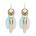 thumbnail image 1 of HOOUN Boho Feather Beaded Earrings Fringe Tassel Bohemian Ethnic Dangle Drop Handmade-LightColorful, 1 of 9